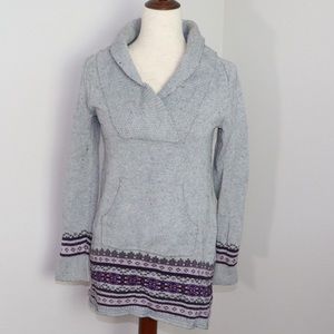Athleta Sequoia Tunic Fair Isle Pullover Sweater Grey Purple Small
